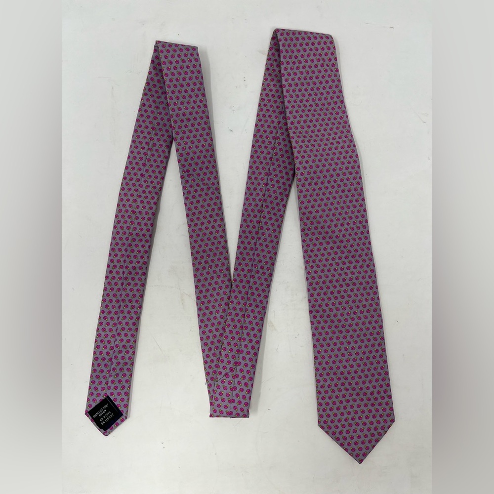 Suitor Tie 2.75" X 59" 100% Cotton RN115937 Mens Purple Pink Accents Used GHR8